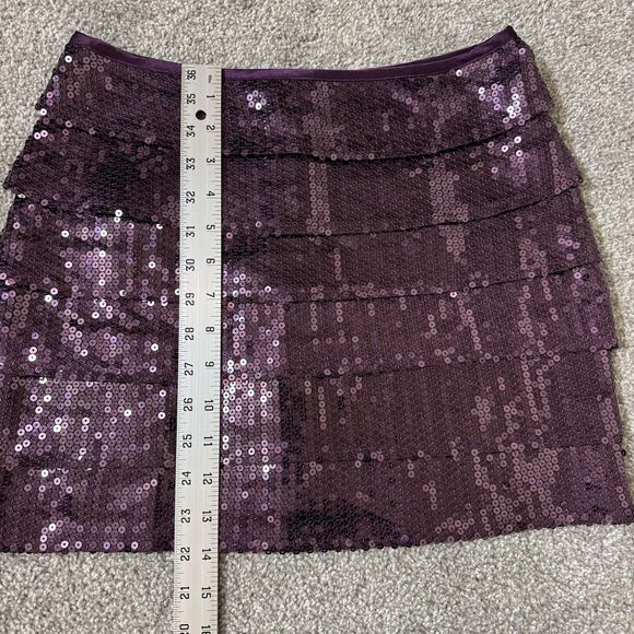 Forever 21 Skirt Womens Small Purple Sequin Tiered Mini Party Clubwear - Picture 9 of 10